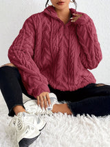 Elara | Cable-Knit Fleece Half-Zip Sweater