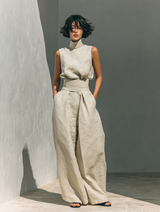 Ireland | High-Neck Linen Top & Trousers