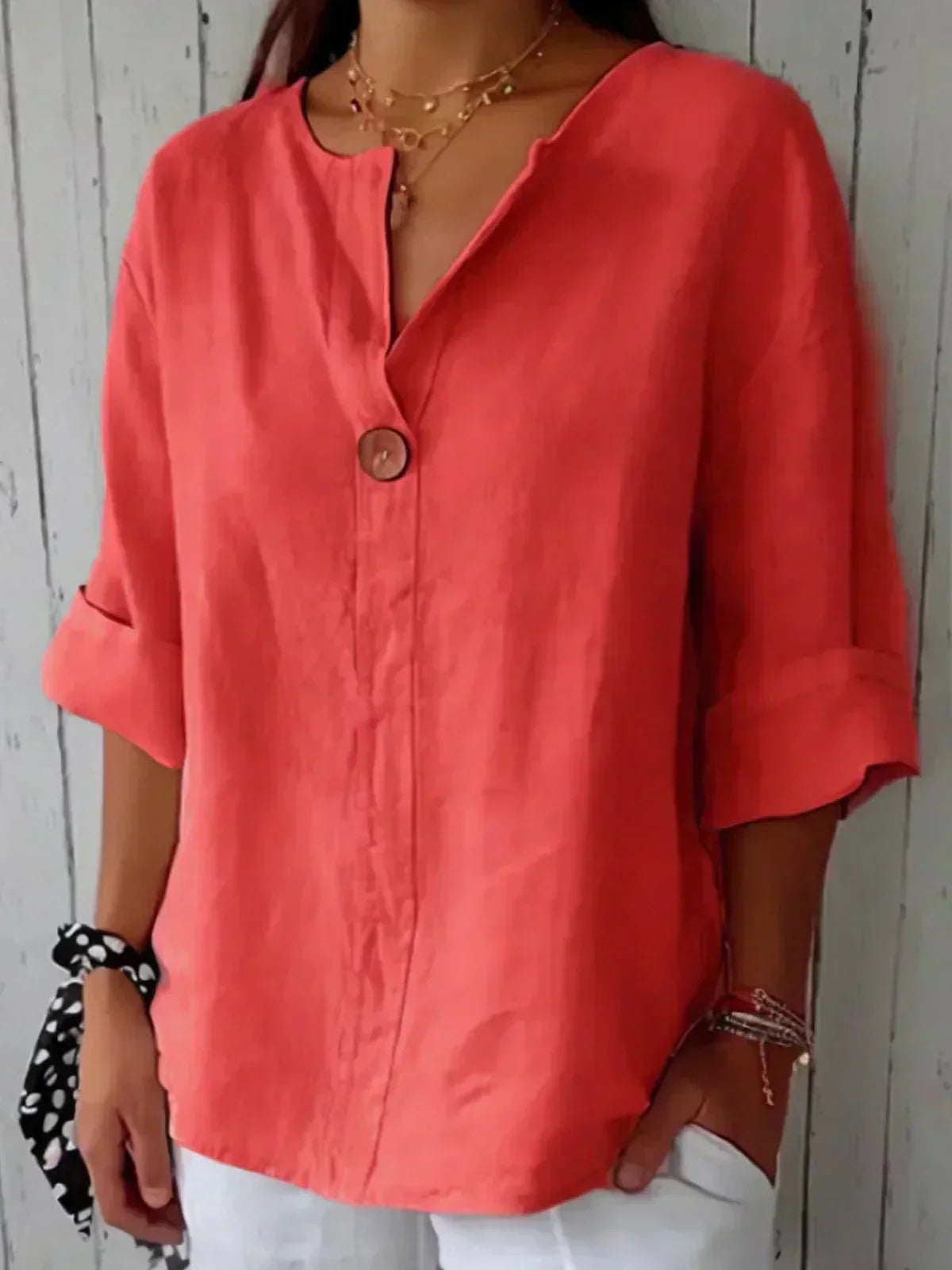 Hulda | Relaxed Linen V-Neck Top