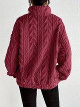 Elara | Cable-Knit Fleece Half-Zip Sweater