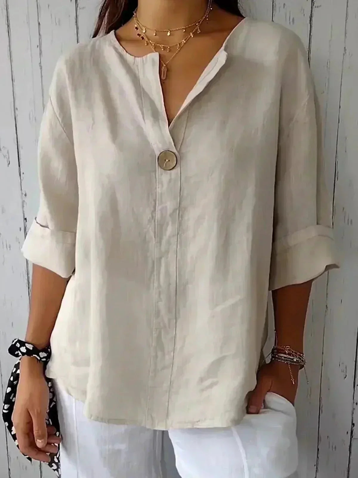 Hulda | Relaxed Linen V-Neck Top