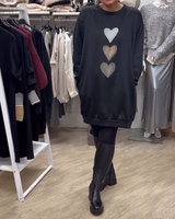 Briella | Heart Print Cozy Sweatshirt Dress
