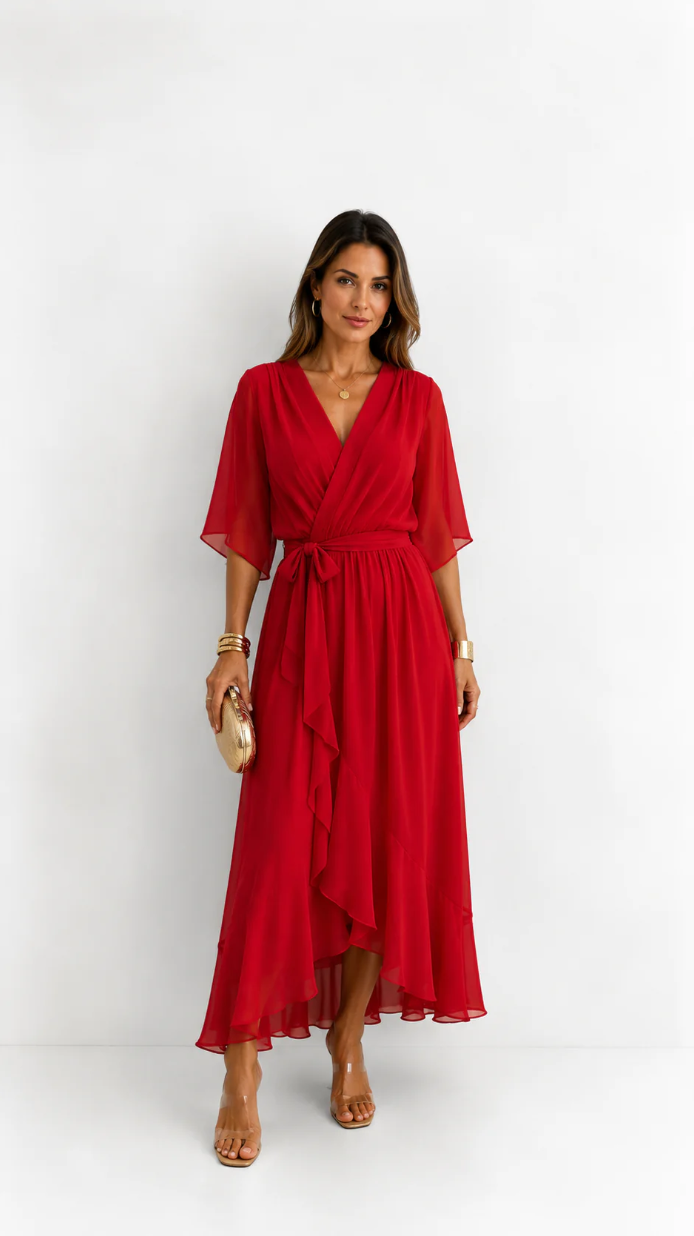 Yolande | Chiffon Wrap Maxi Dress