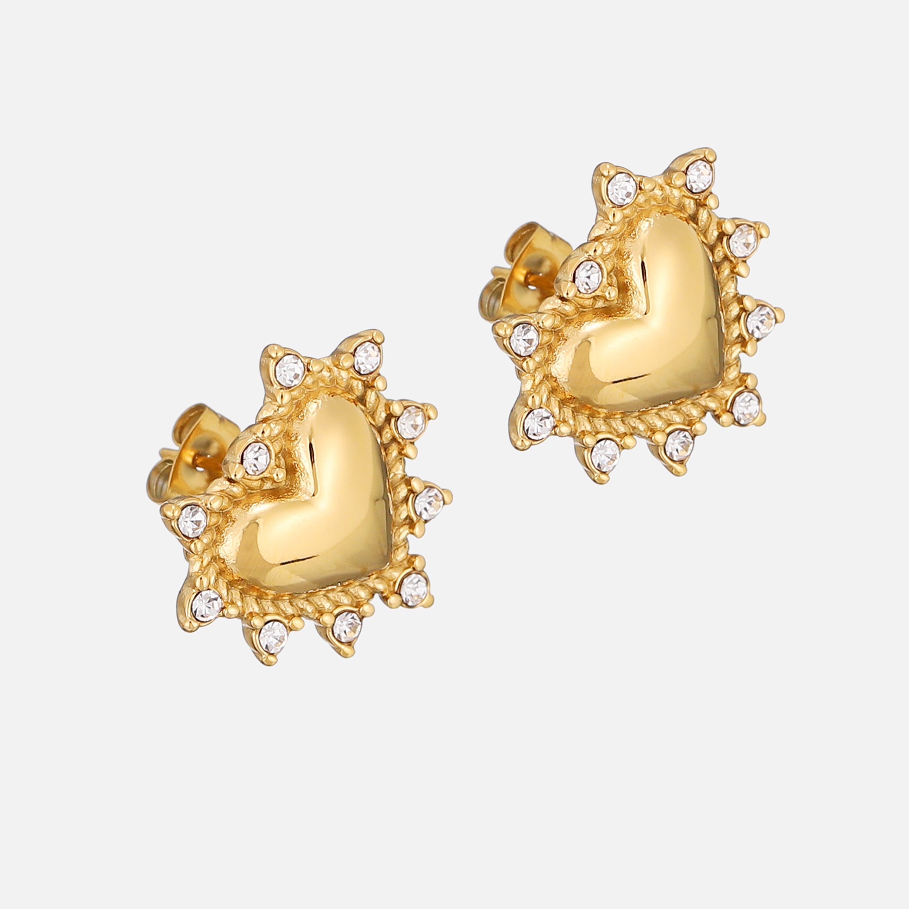 Yvette | Crystal Heart Stud Earrings