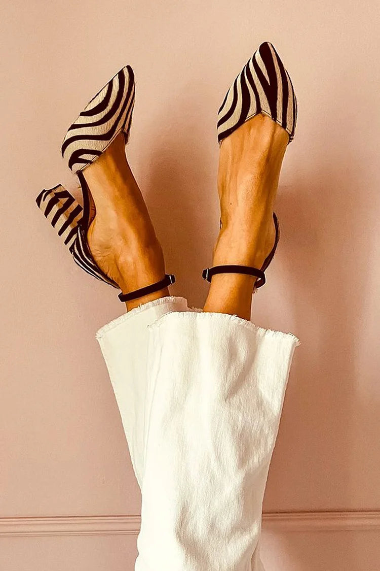 Patti | Pointed Toe Zebra Heels
