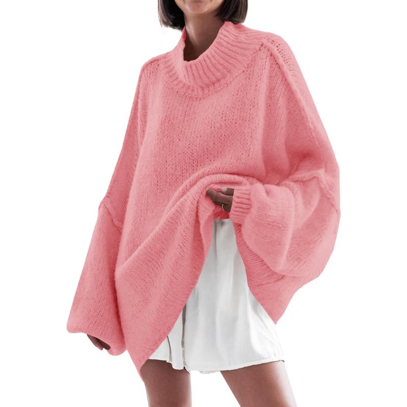 Camille | Ribbed Knit Batwing Mock Neck Tunic