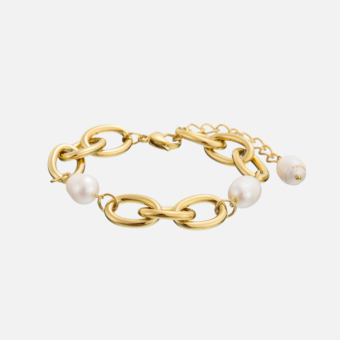 Kalli | Pearl & Gold Chain Bracelet