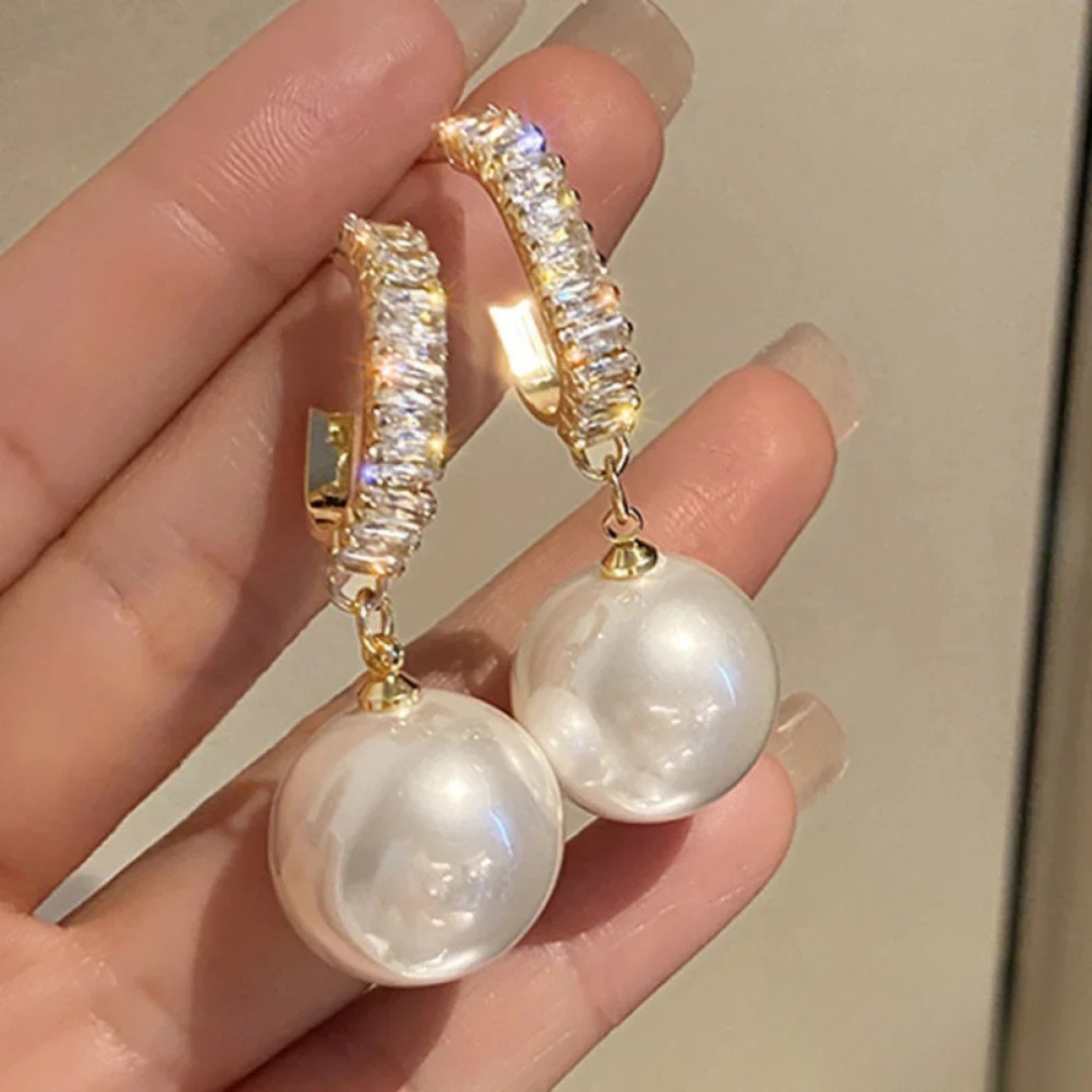 Essie | Pearl Zirconia Drop Earrings