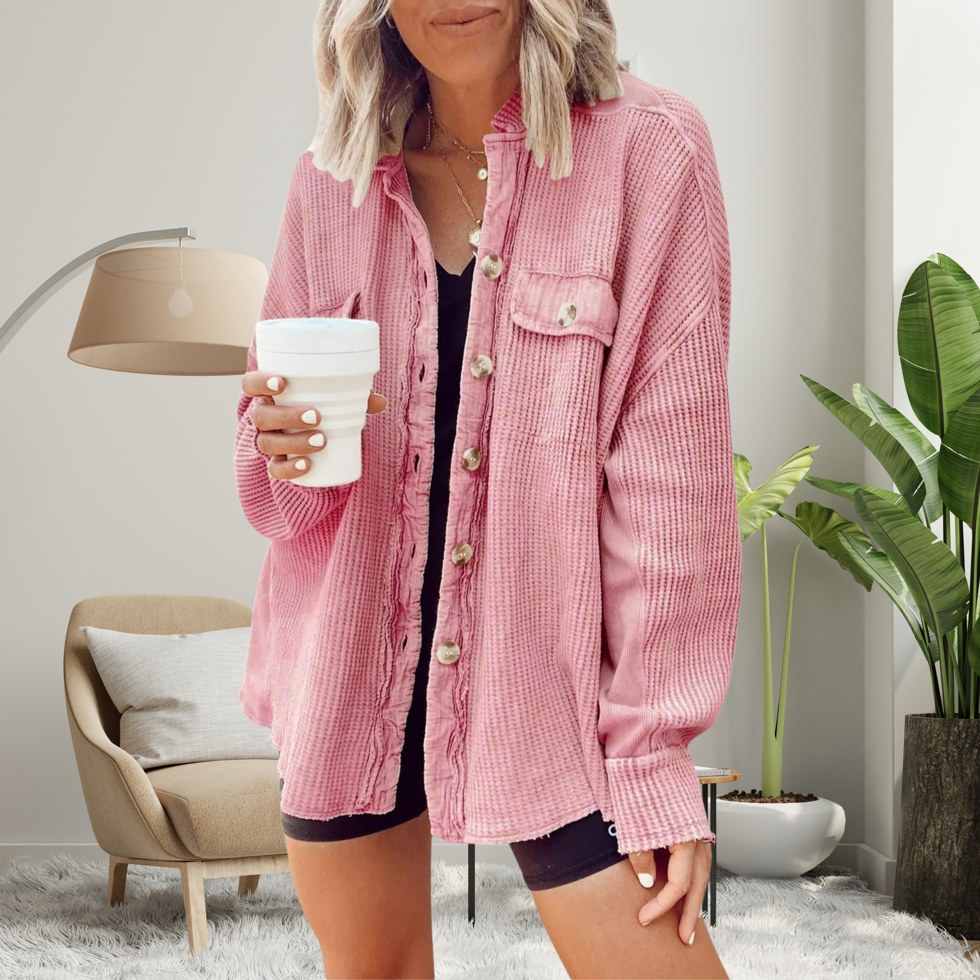 Celeste | Batwing Button-Down Cozy Jacket