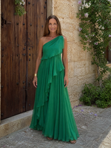 Toril | One-Shoulder Tiered Chiffon Dress