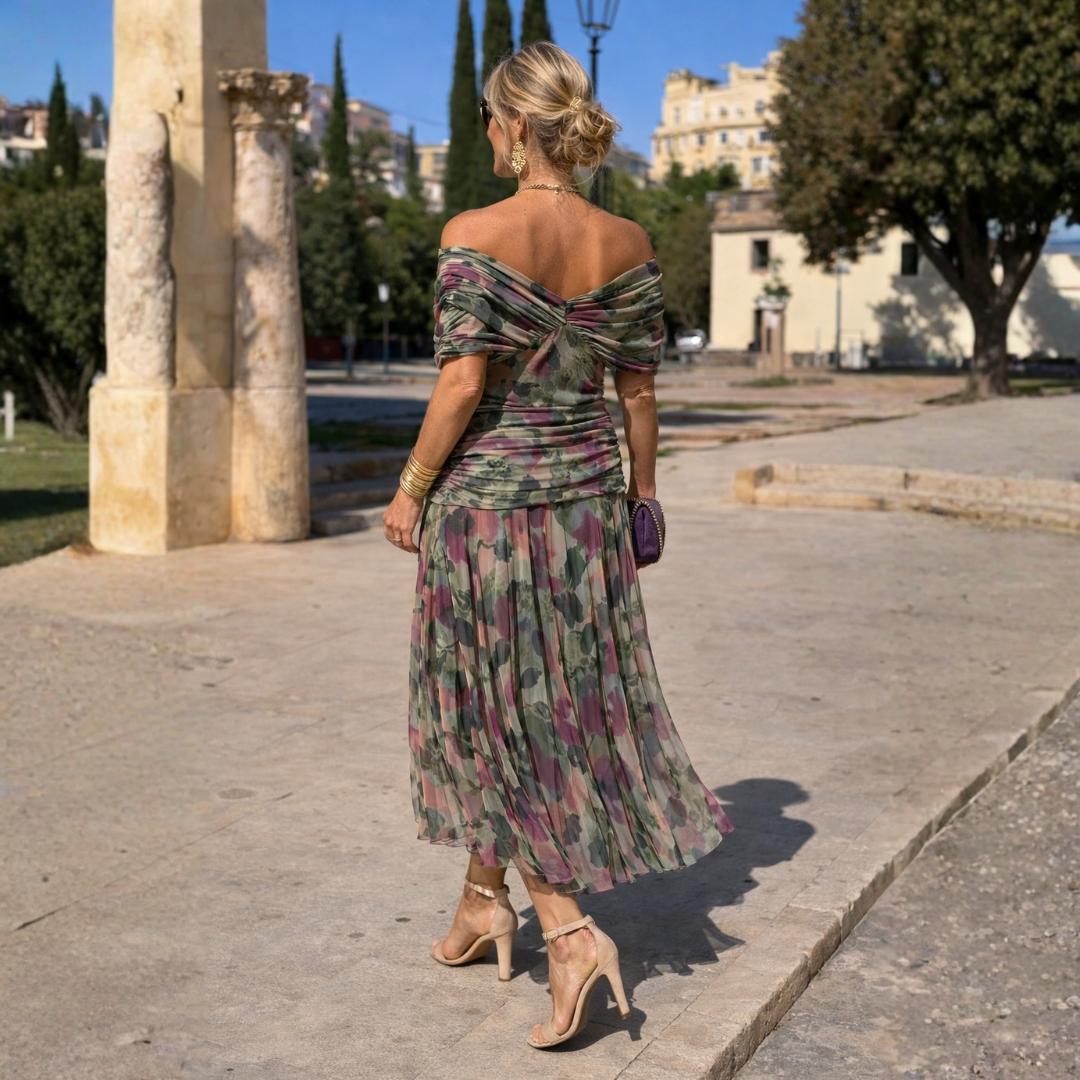 Brittany | Off-Shoulder Chiffon Mermaid Maxi Dress