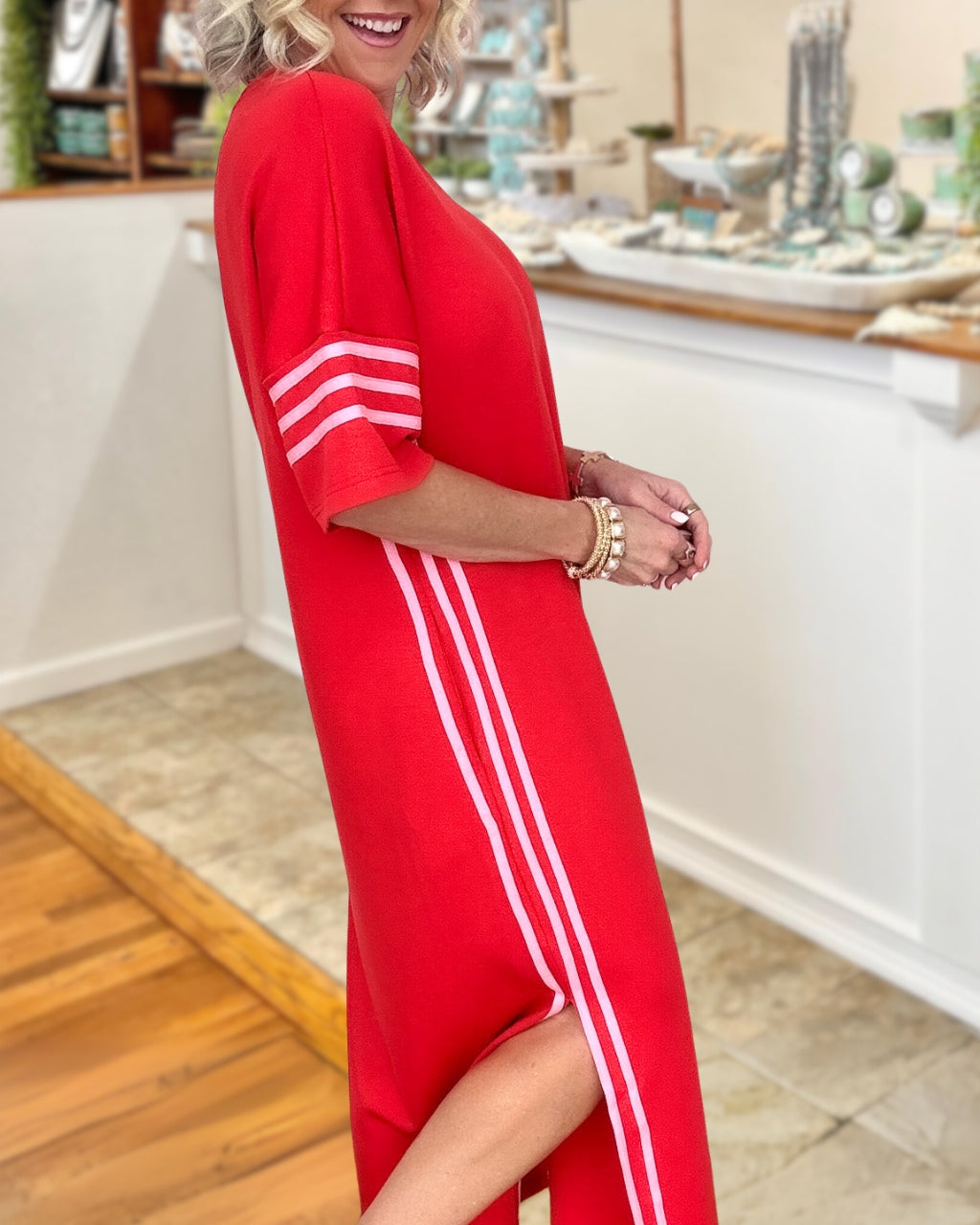 Lorelai | Contrast Stripe Side T-Shirt Dress
