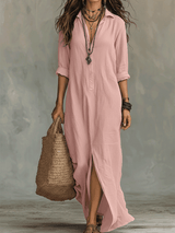 Hensley | Bohemian Button-Front Maxi Dress
