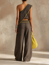 Jennet | Boho Linen-Blend Asymmetrical Two-Piece Set