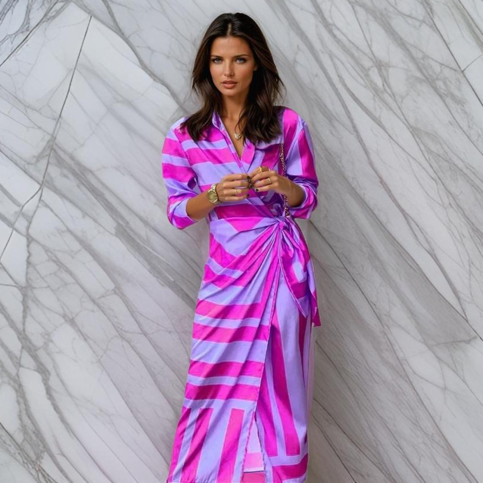 Elaine | Elegant Patterned Wrap Dress