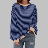 Clémentine | Striped Long Sleeve Round Neck Shirt