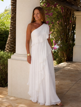 Toril | One-Shoulder Tiered Chiffon Dress