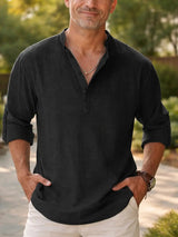 Norton | Collarless Cotton Shirt