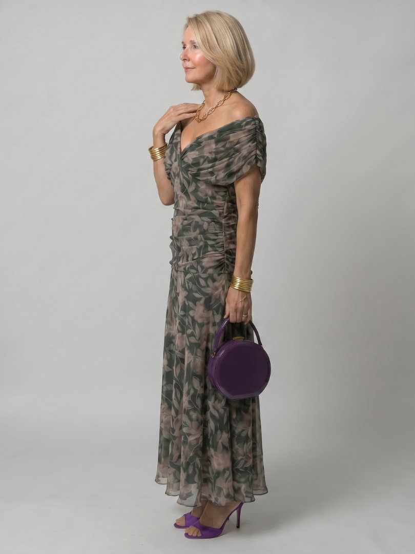 Treva | Off Shoulder Flow Midi Dress