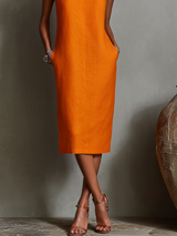 Kathaleen | Linen Midi Shift Dress