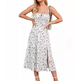 Séraphine | Lace-Up Square Neck Midi Dress