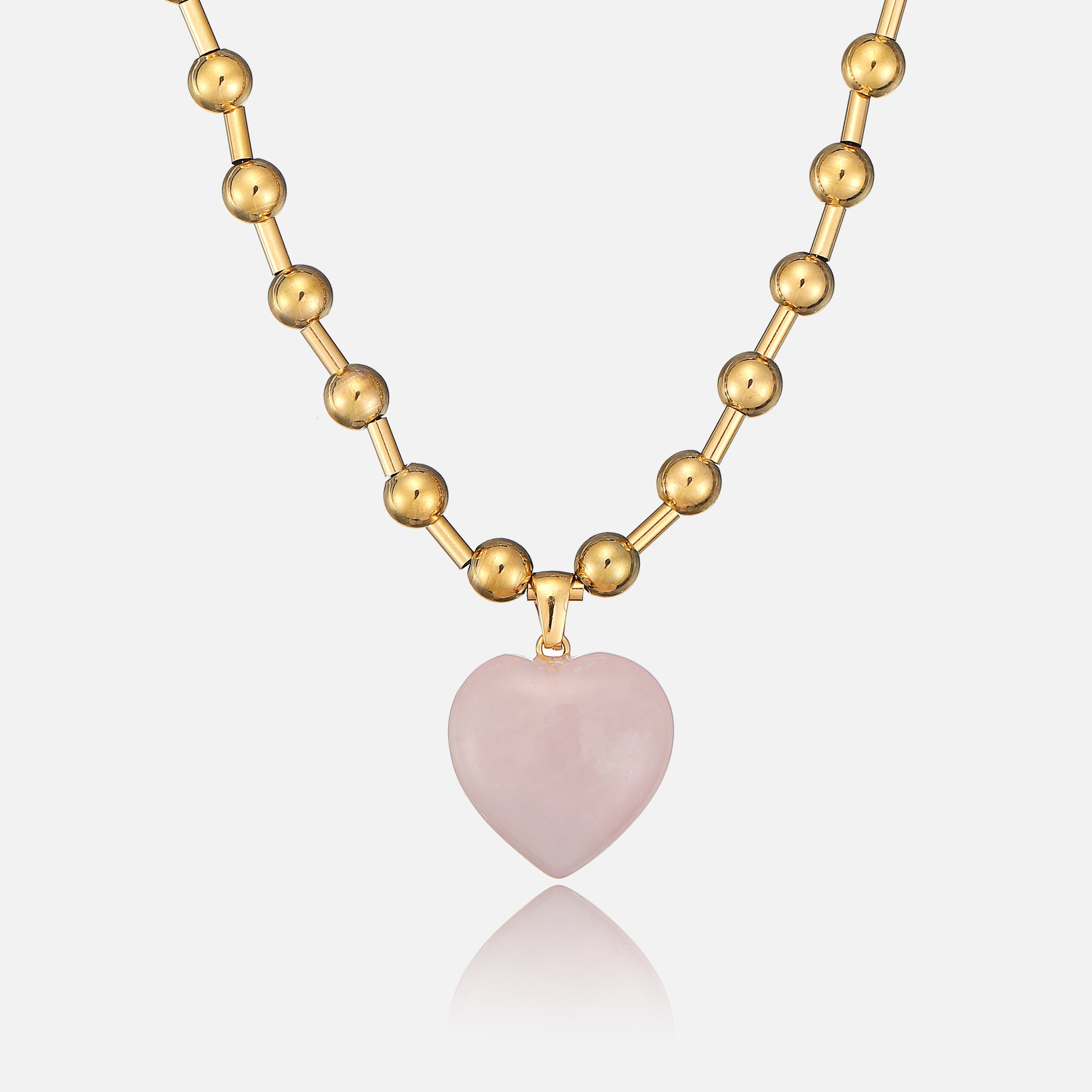 Freda | Golden Bead Heart Necklace