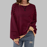Clémentine | Striped Long Sleeve Round Neck Shirt