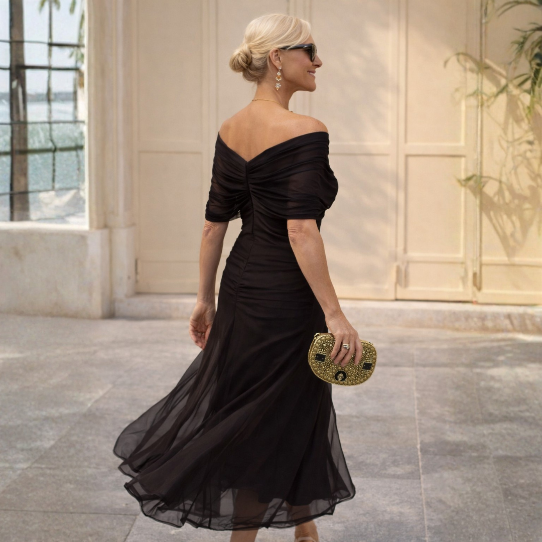 Brittany | Off-Shoulder Chiffon Mermaid Maxi Dress