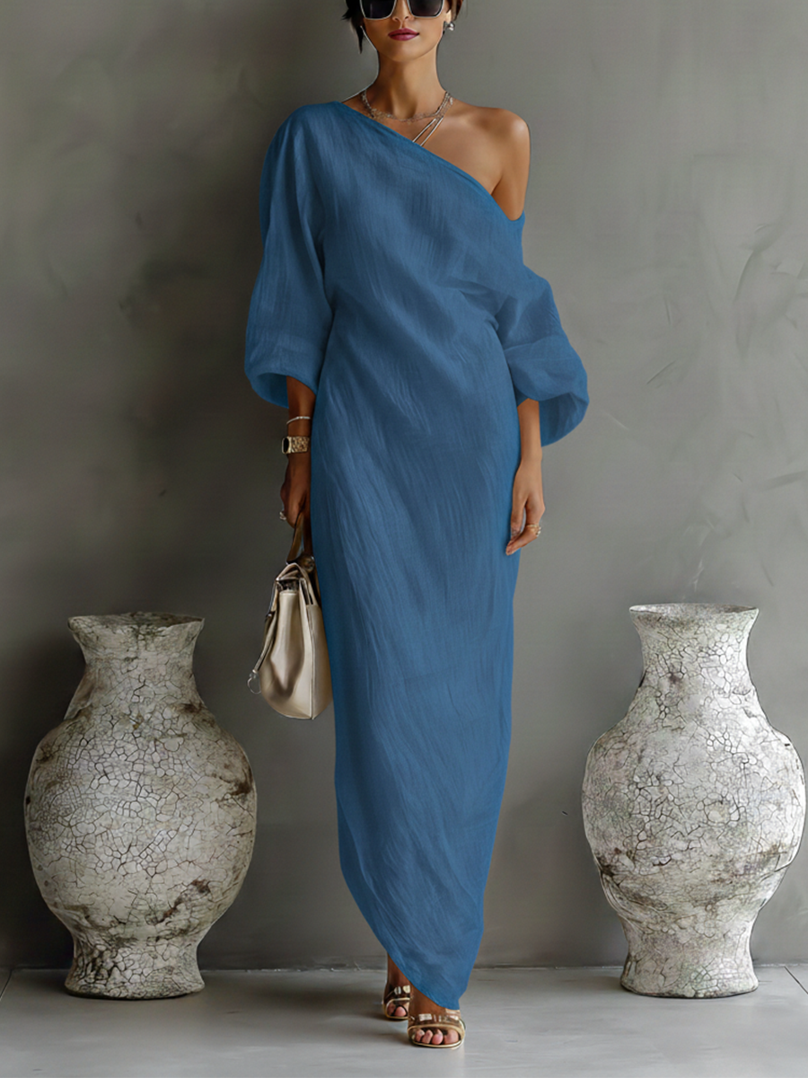 Norene | One-Shoulder Draped Midi Dress