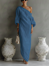 Norene | One-Shoulder Draped Midi Dress