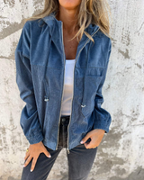 Céleste | Corduroy Hooded Zip-Up Jacket