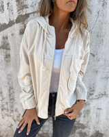 Céleste | Corduroy Hooded Zip-Up Jacket