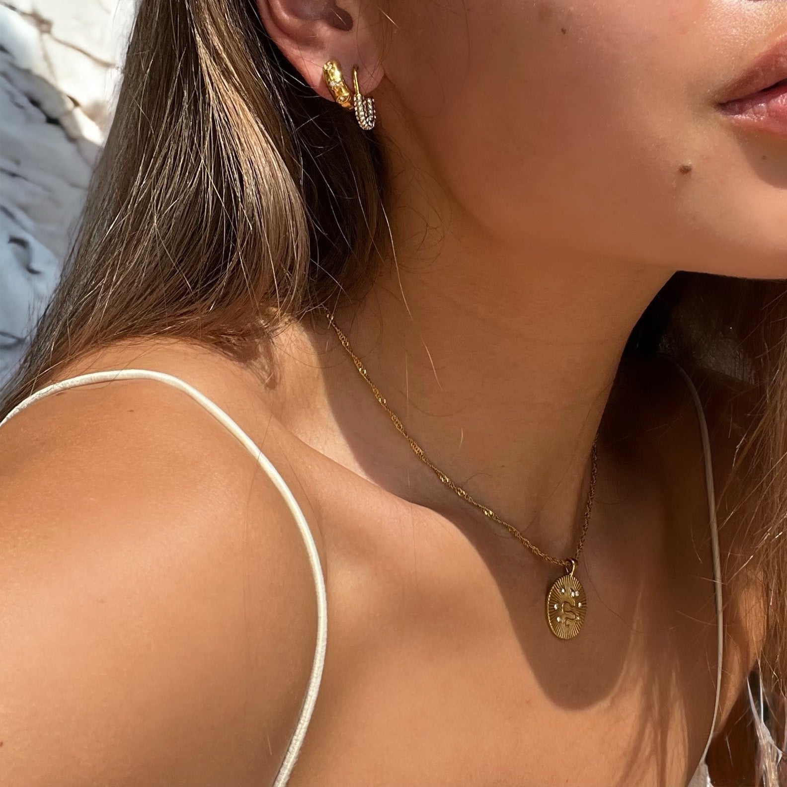 Valencia | Gold Drop Earrings with Clear Stones
