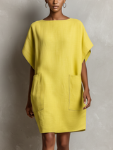 Shoshana | Lime Linen-Blend Mini Shift Dress