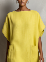Shoshana | Lime Linen-Blend Mini Shift Dress