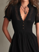 Berenice | Smocked Lace-Trim Mini Dress