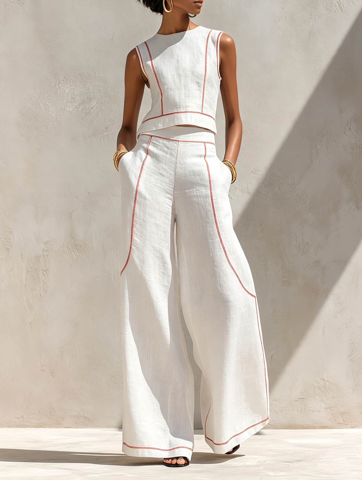 Zola | Linen-Blend Wide-Leg Pants Set