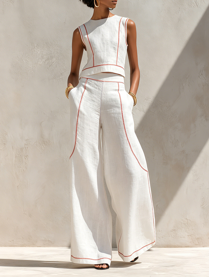 Zola | Linen-Blend Wide-Leg Pants Set