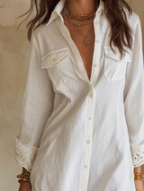 Hailee | Bohemian Eyelet Hem Mini Dress