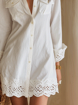 Ines | Bohemian Eyelet Hem Mini Dress