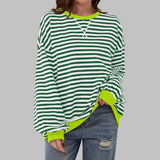 Clémentine | Striped Long Sleeve Round Neck Shirt