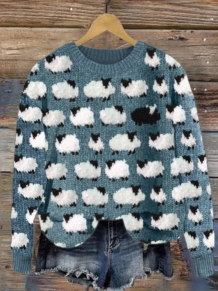 Fleur | Whimsical Sheep Novelty Knit Sweater