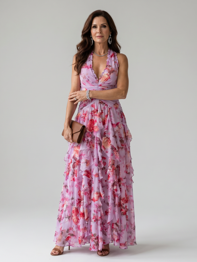 Leonora | Floral Halter Maxi Dress