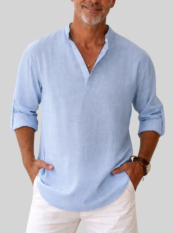 Norton | Collarless Cotton Shirt
