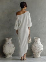 Norene | One-Shoulder Draped Midi Dress