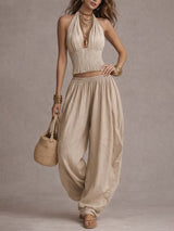 Carla | Boho Halter & Harem Two-Piece Set
