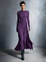 Temperance | Grey Knot-Front Maxi Dress