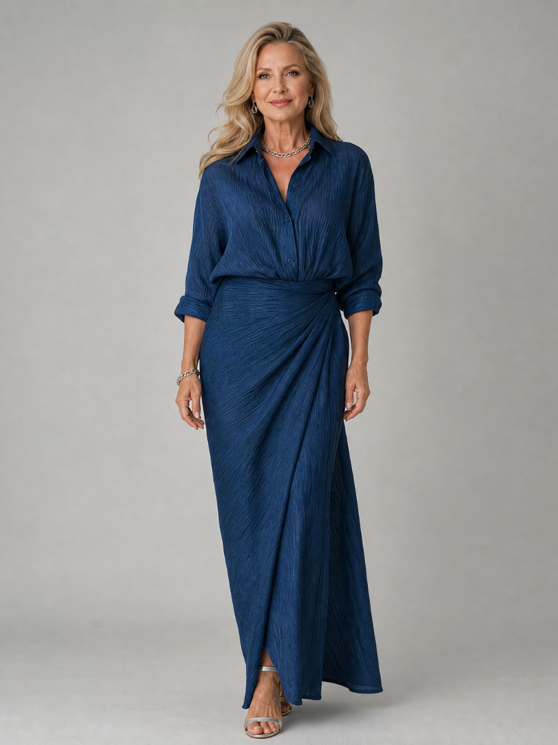 Vesper | Wrap-Front Long Sleeve Maxi Dress