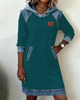 Yale | Cozy Contrast Hooded Dress