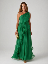 Toril | One-Shoulder Tiered Chiffon Dress